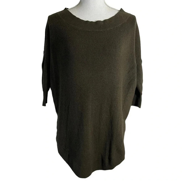Express Sweater Womens XS Olive Green Drop Shoulder Slouchy Fit Pullover Blouse - Picture 1 of 6